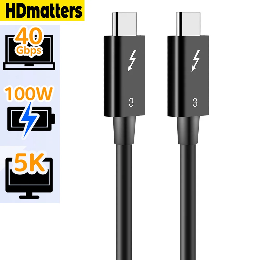 Premium Thunderbolt 3 Cable - 2M & 0.7M, 40Gbps, 100W High-Speed Charging