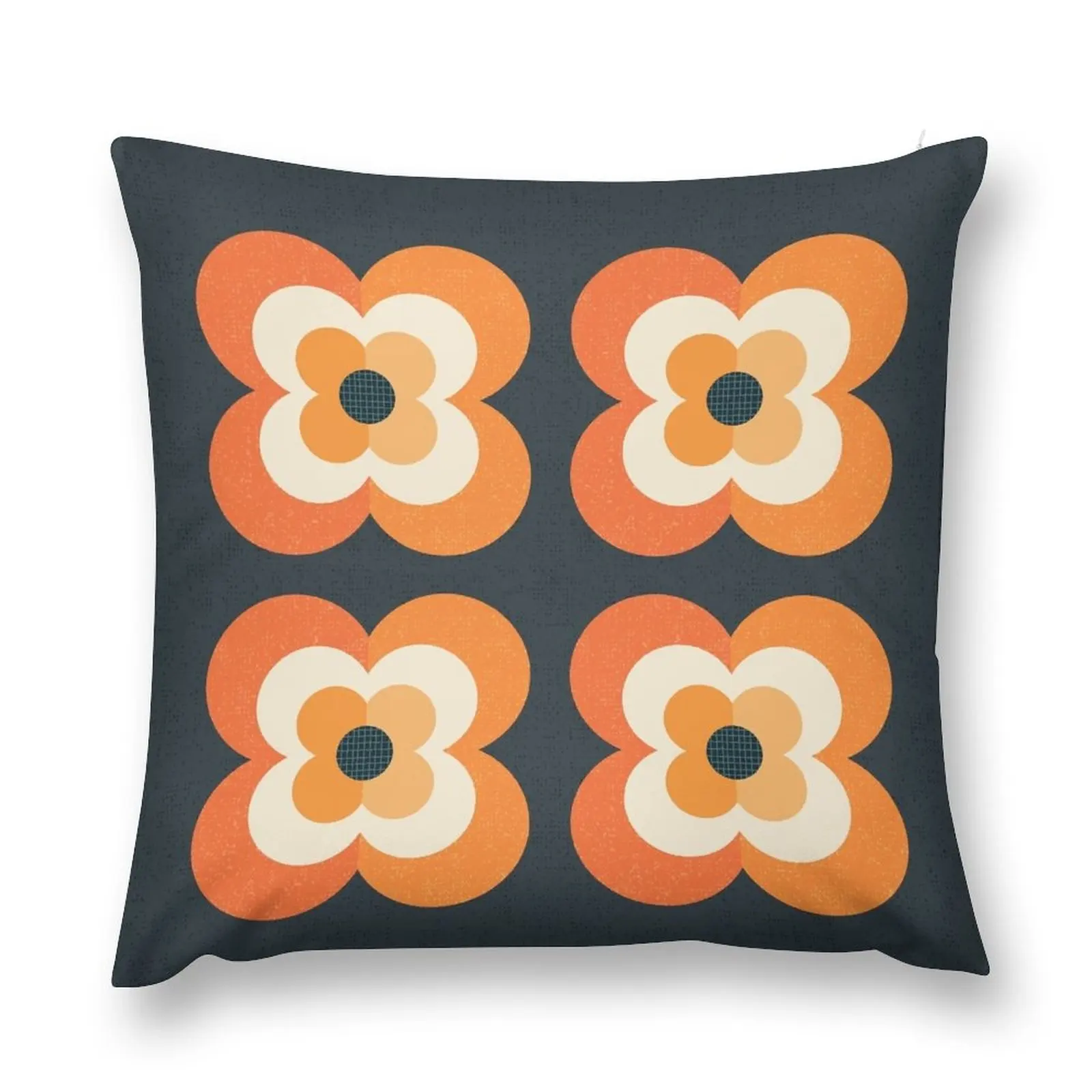 

Retro Flowers - Orange and Charcoal Throw Pillow Cusions Cover Cushions For Children