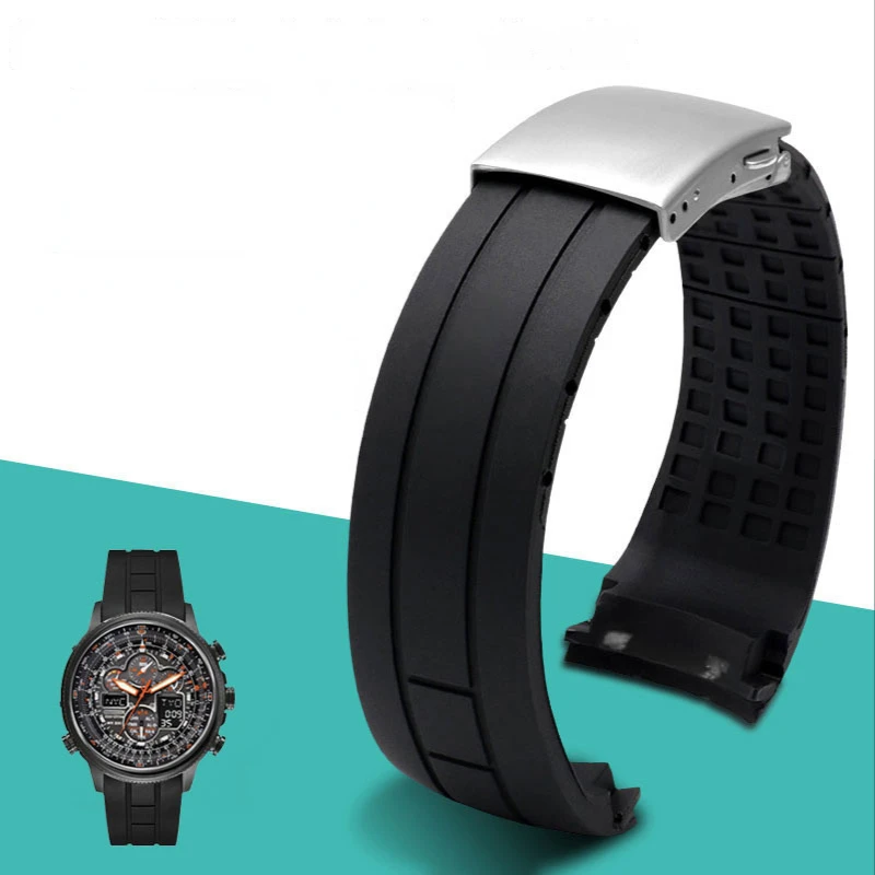 Cinturino Per Orologio In Silicone Antipolvere Per Citizen Air Eagle Arc Mouth Gomma Mido Timone M005 Accessori Per Cinturino Nero Impermeabile 23Mm