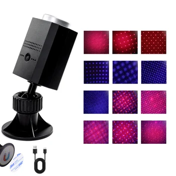 USB 충전식 별 프로젝터 야간 조명, 사운드 활성화, 다중 모드 조정 가능한 자석 별이 빛나는 갤럭시 램프, 자동차 방 장식