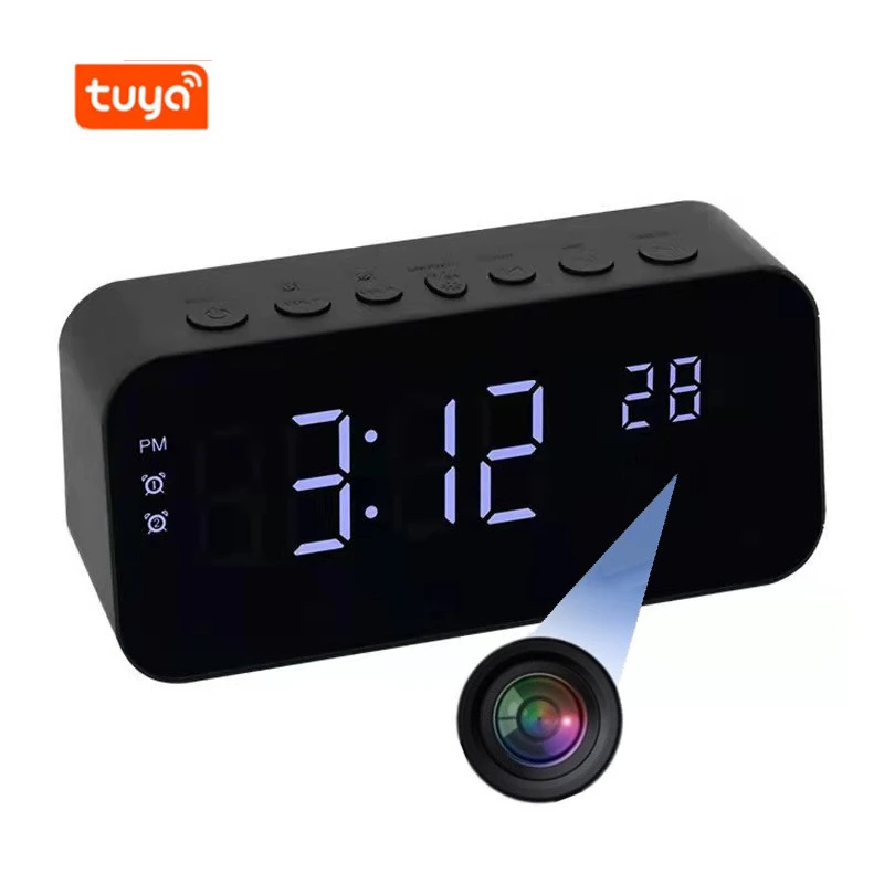 Tuya Alarm Clock Camera With Night Vision Ip Wifi Wireless 1080p 2mp