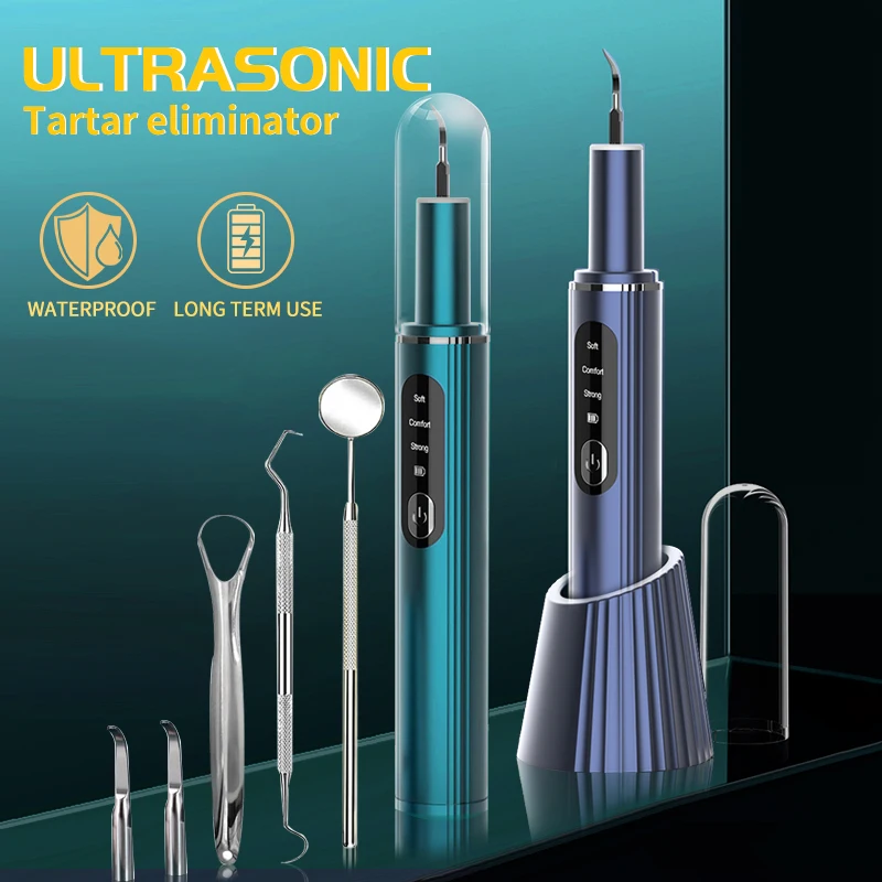 Dental Scaler Ultrasonic Cleaner &Amp Tongue Brush Wireless Charging Tooth Stone Remover Electric Tartar Eliminator