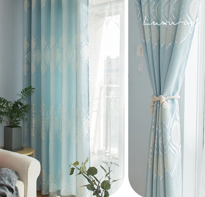 

Curtains for Living Dining Room Bedroom Nordic Minimalist Style Gold Wire Cotton Double-sided Gourd Jacquard Blackout Add Tulle