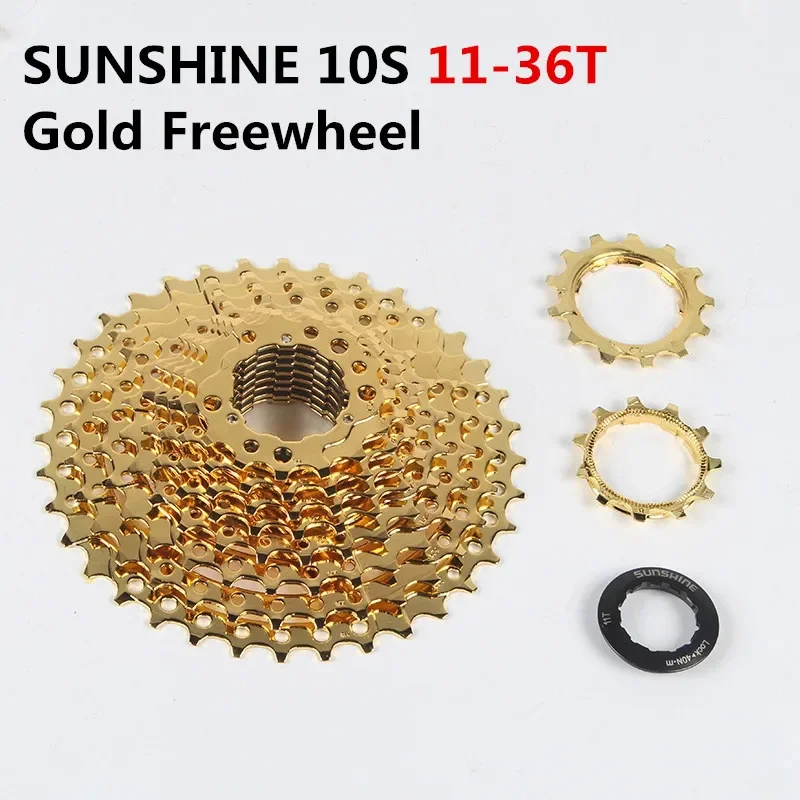 

SUNSHINE Mountain Bike Nichrome Gold Freewheel 11-36T Cassette Flywheel 10 Speed Bicycle High Tension Steel Free Wheel
