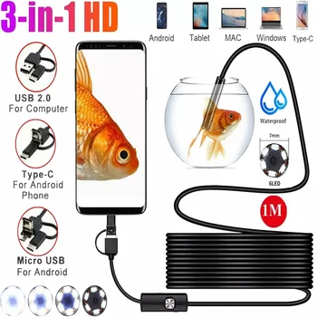 720P HD 8 Adjustable LED Lights, Auto Repair Industrial Endoscope, Micro Inspection Video Camera Snake Borescope Tube 1