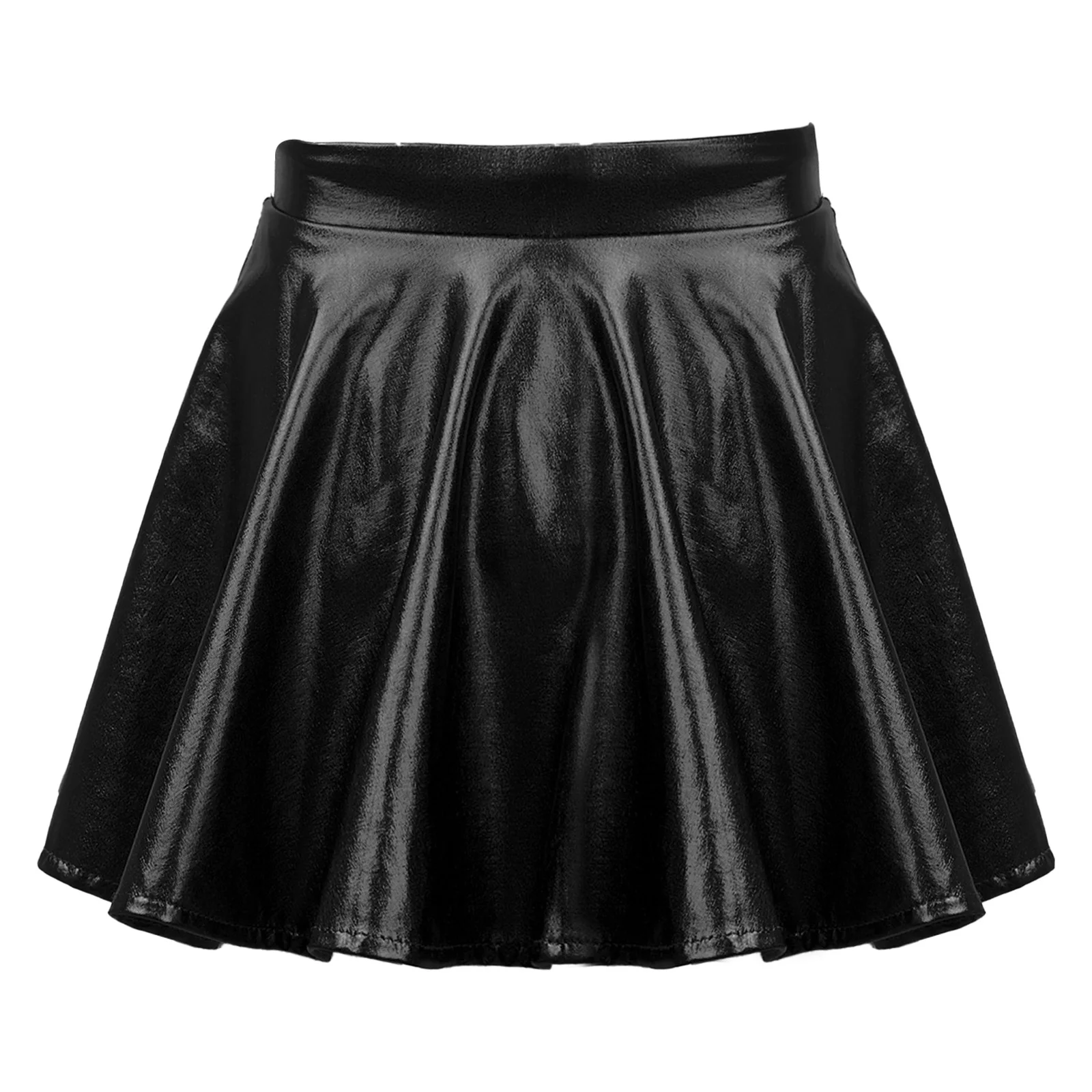 thumbnail image 1 of Niños Niñas brillante metálico acampanado plisado A-Line Mini Skater Skort trajes de baile gimnasia atlética falda de Scooter brillante, 1 of 5
