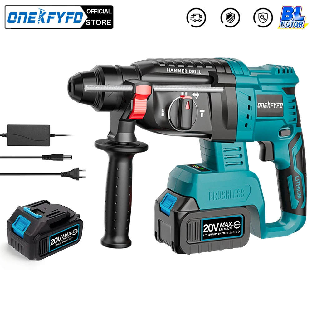 Electric Hammer Drill 3 in 1 Brushless Impact Hammer 21V Cordless For 18V Makita Battery