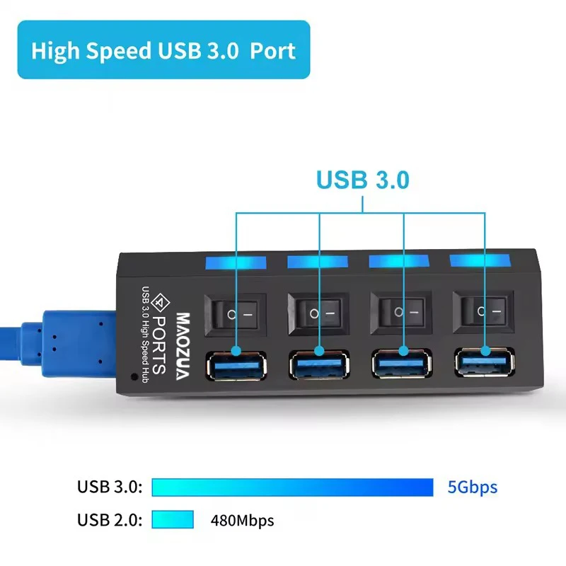 MAOZUA 4 Port Hub 7 Port USB HUB USB For PC Computer Laptop 5 Gbps High Speed Splitter Multi Usb Hub PC Accessories With Switch