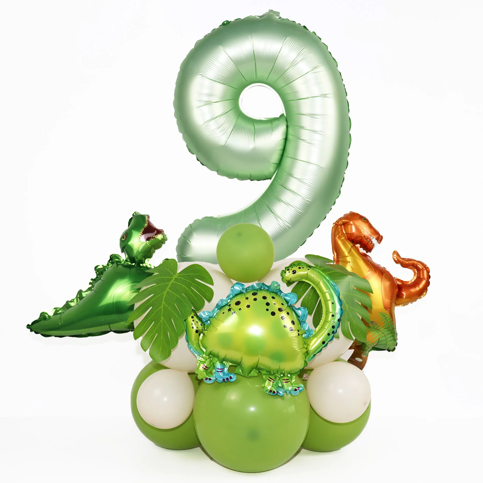 21 piezas de decoraciones de cumpleaños de dinosaurios, juego de globos de dinosaurio con números verdes de aguacate, suministros para la primera fiesta de cumpleaños de los niños, globos de dinosauri