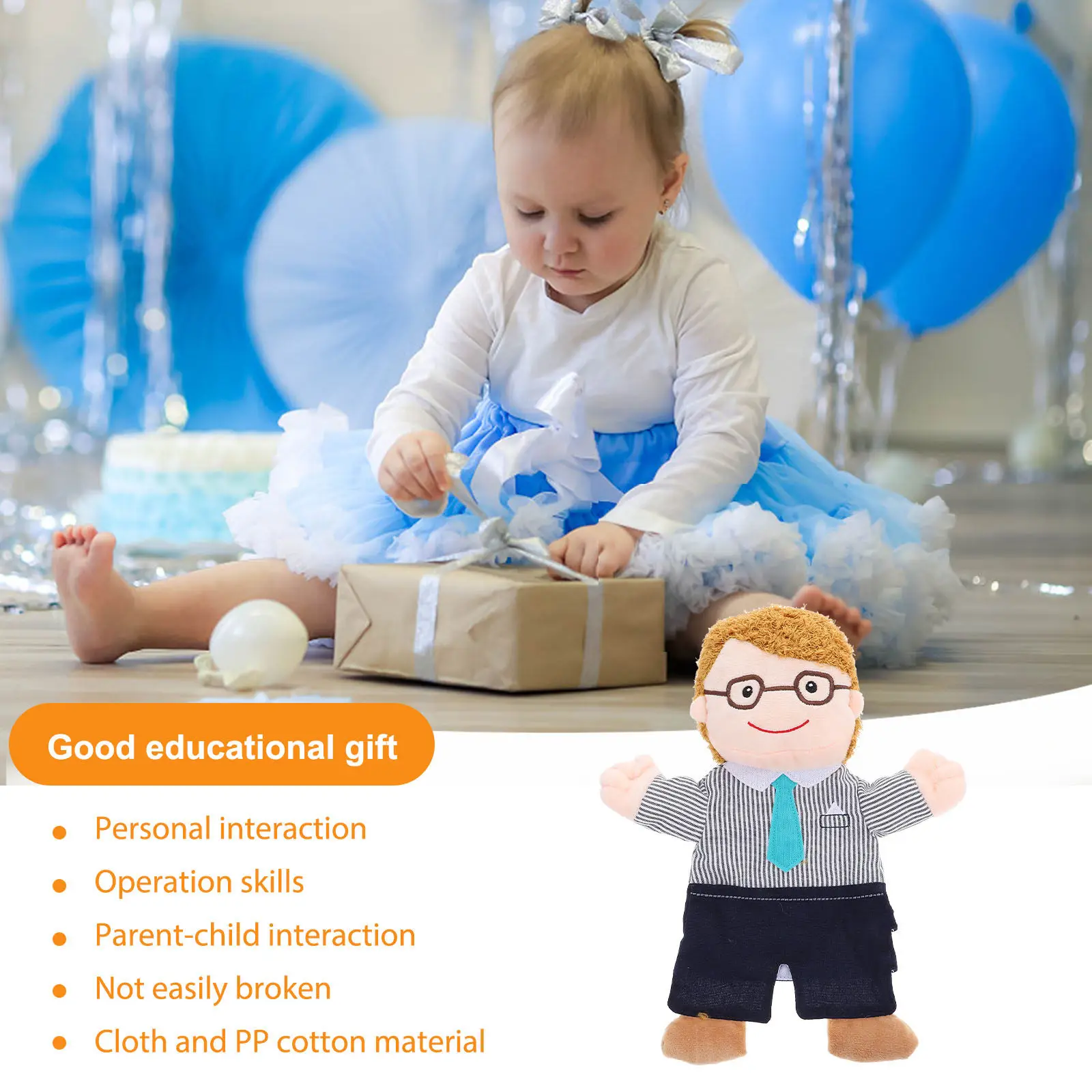 Q 버전 가족 아버지 손인형 내구성 있는 소재 어린이를 위한 대화형 의사소통 역할놀이 유치원 학습 센터