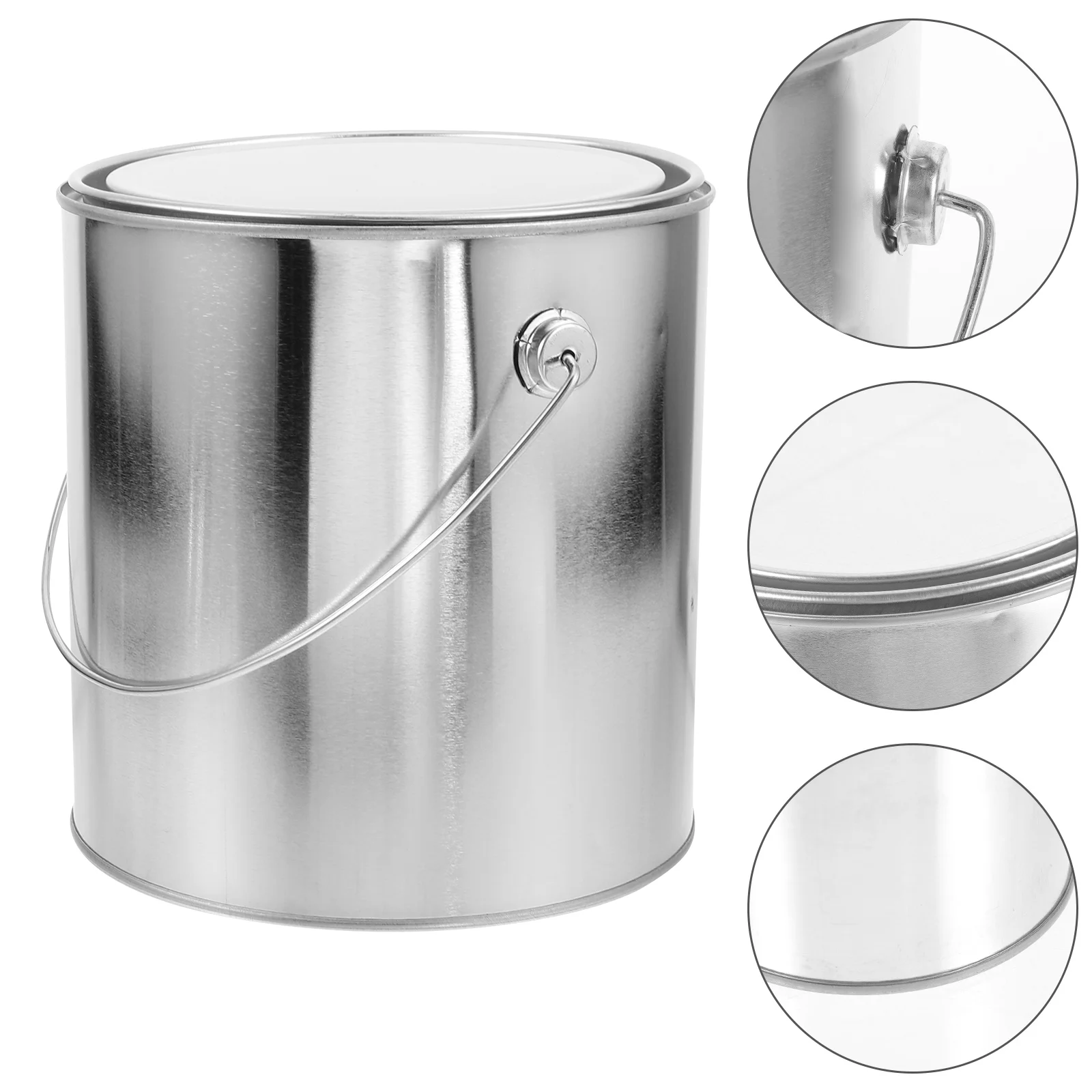 3L Heavy Duty Empty Paint Bucket With Lid Handle Portable Storage Can Tin Container For Projects Round Iron Drum Painting