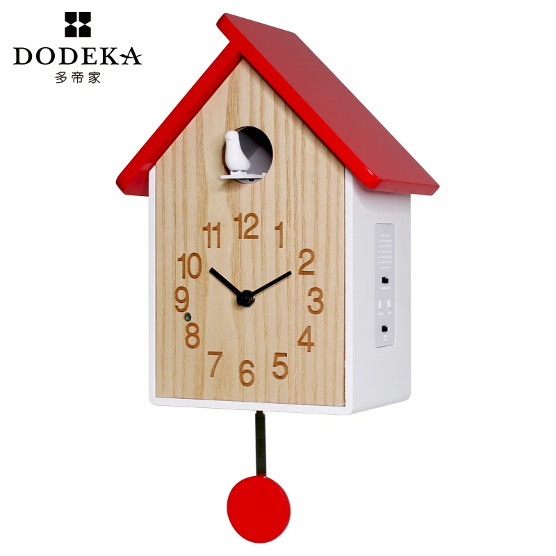 Cuckoo Birdhouse Wood Music Pendulum Wall Clock Color:Style 3;Sheet Size:34.8X19.4CM
