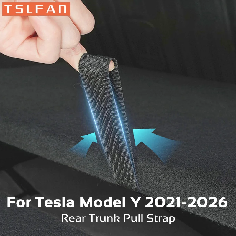 Rear Trunk Lid Pull Strap for Tesla Model Y 2021-2026 Juniper Launch Drawstring Rope Open Cover Handle Organizer Car Accessories
