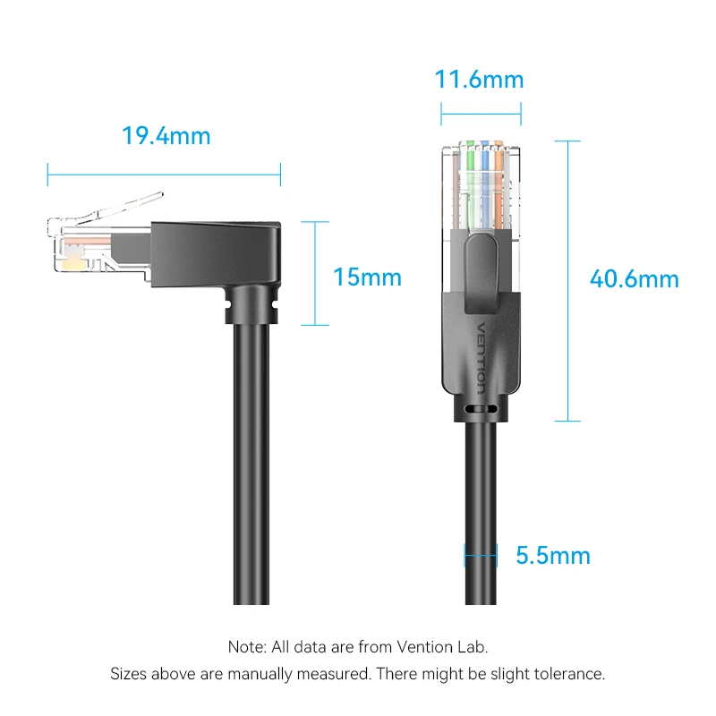 Vention Kabel Ethernet Cat6 UTP 90 stopni w dół pod kątem prostym do laptopa router TV Box drukarka USB HUB RJ45 Internet