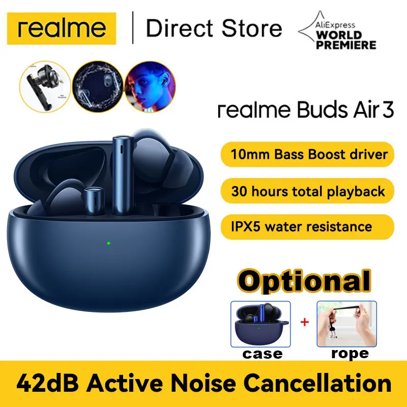 Realme Buds Air 3 Bluetooth Earphone 42dB Active Noice Cancelling 546mAh Massiver Battery Headphone IPX5 Water Resistant Headset |