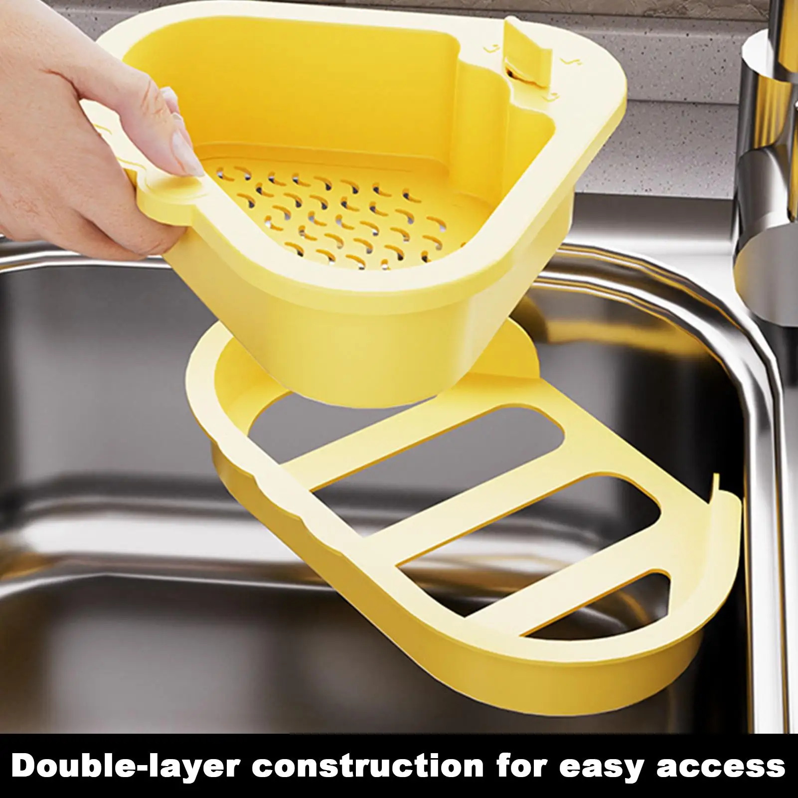Sink Strainer Basket Sink Basket Food Waste Strainer Double-Layer Filter Kitchen Accessories For Fruit Vegetable Pasta Garbage