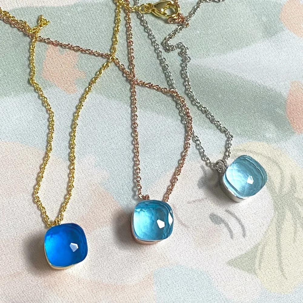 10.6mm Classic Nudo Necklace Fashion Jewelry Crystal Pendant Candy Style Colorful Crystal Pendant Necklace Gold Plated