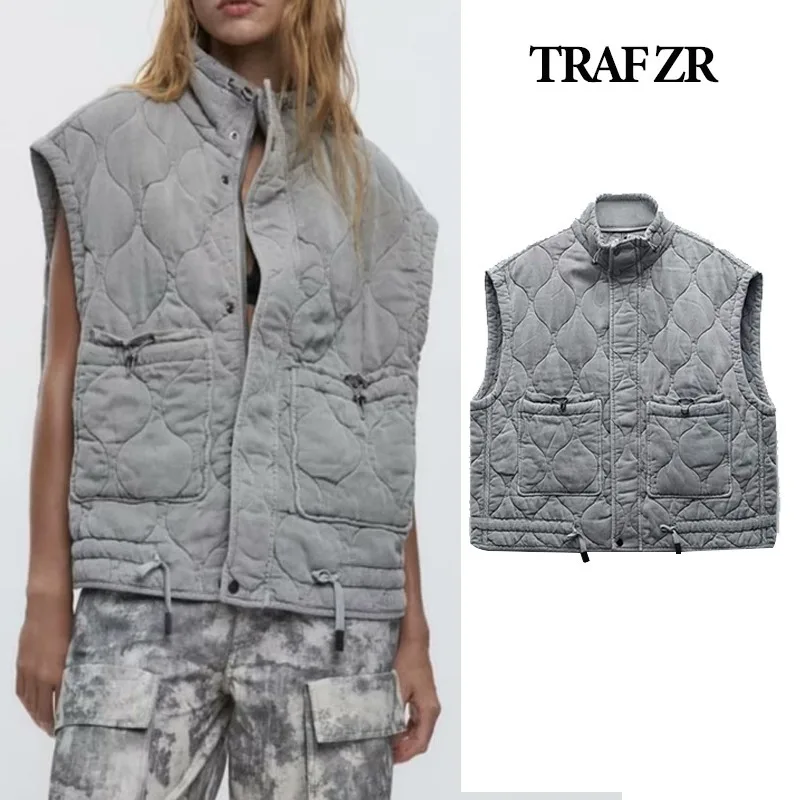 TRAF ZR Vests for Women 2023 Winter and Autumn Sleeveless Vest Woman Y2k  Streetwear Warm Casual Thick Waistcoat New In Outwear - AliExpress