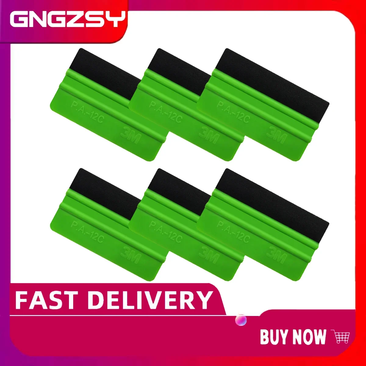 6Pcs 3M Green Detailer Tergipavimento In Plastica Con Bordo In Feltro Per Pellicola Wrap Tint Tinting Tool Raschietto Per Vetri Auto Avvolgimento Del 