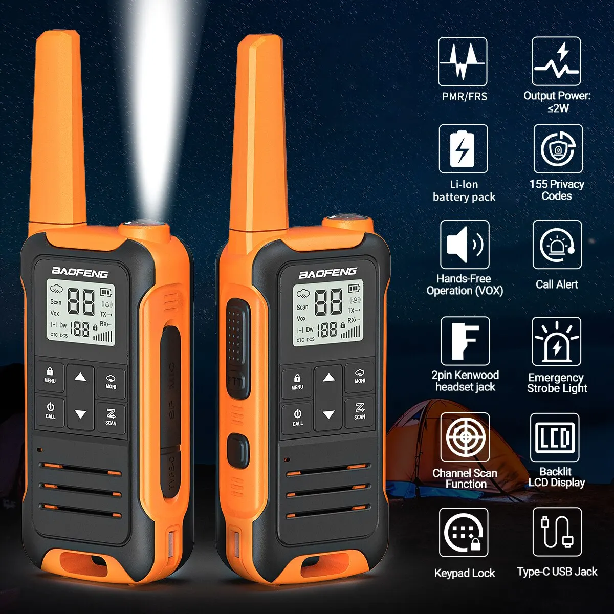 F22 Long Distance Walkie Talkies for Adults Long Range Rechargeable Walkie  Talkies 2 Pack- Walkie Talkies 2 Way Radio FRS USB Family Walkie Talkies