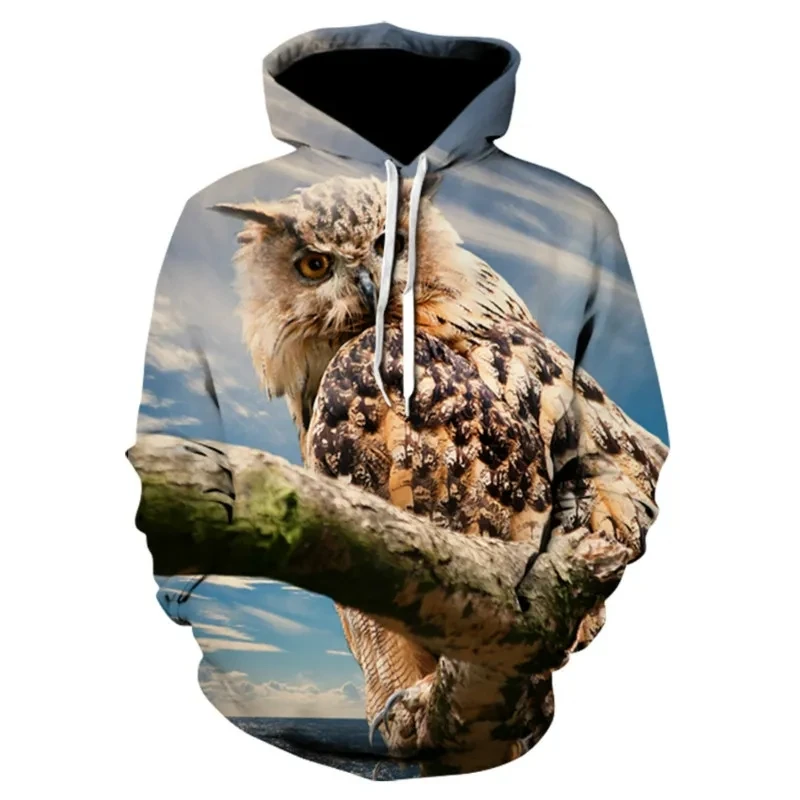 

Hoodie de coruja 3D masculino e feminino, Street Sportswear, moletom popular, chapéu de lobo, infantil, novo, 2023