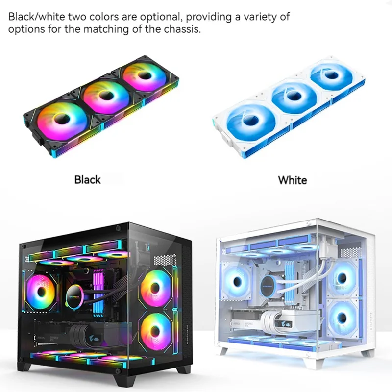 Enhanced PC Cooling Case Fan with ARGB Mirror Cycle Light and Wireless Stitching