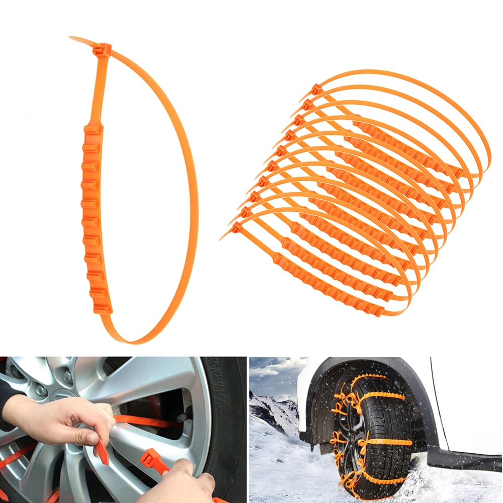 10pcs/set Car Anti-skid Chains Tough Snow Chains For Cars With Small Size Tire Snow Strong Grip Anti-skid Cable Ties