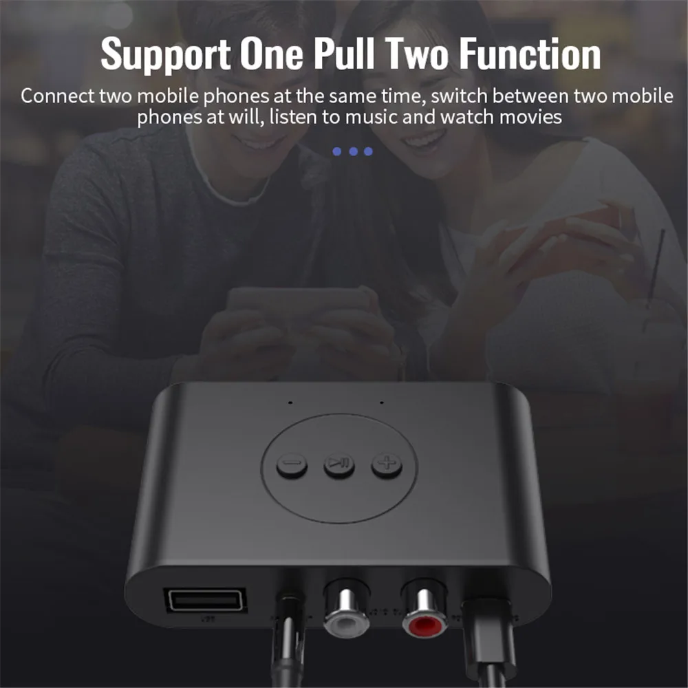 NFC Bluetooth 5.0 Audio Receiver Wireless Stereo Music Adapter RCA 3.5mm Car Hands-free with Mic Support U Disk Music Play