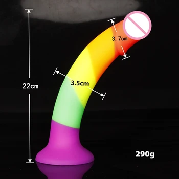 TleMeny Adult Realistic Dildo Rainbow Color For Lesbian Big Penis Suction Cup Female Masturbation Fake Dick Tool SM Anal Sex Toy 6