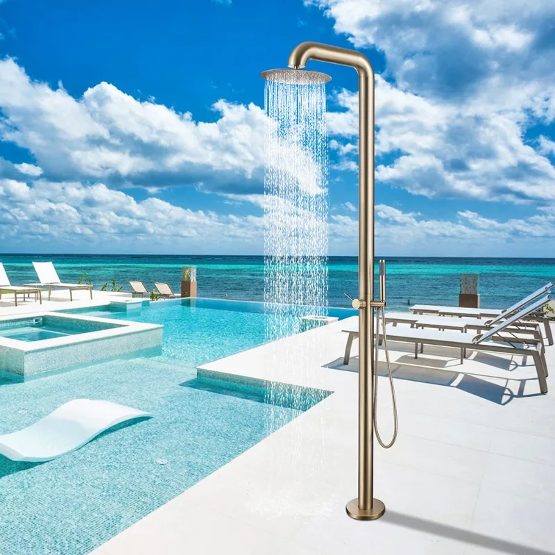 

stainless steel outdoor shower column set freestanding garden swimming pool rain outdoor shower