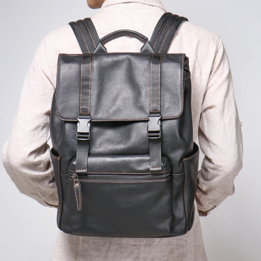 LUOKIR Neue männer Echte Leder Rucksack Top Schicht Rindsleder Große Kapazität Computer Rucksack Lässig Reise Rucksack Schule Tasche – Detail 5