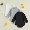 Autumn Baby Boys 3-Pack Romper Shirts Cotton Long Sleeve Turtleneck Solid Bodysuit Jumpsuit 0-18 Months 2