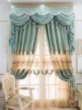 Chenille Cashmere Hollow Out Embroidered Window Screen Green Jacquard Thickened Curtains for Living Room Bedroom French Window 4
