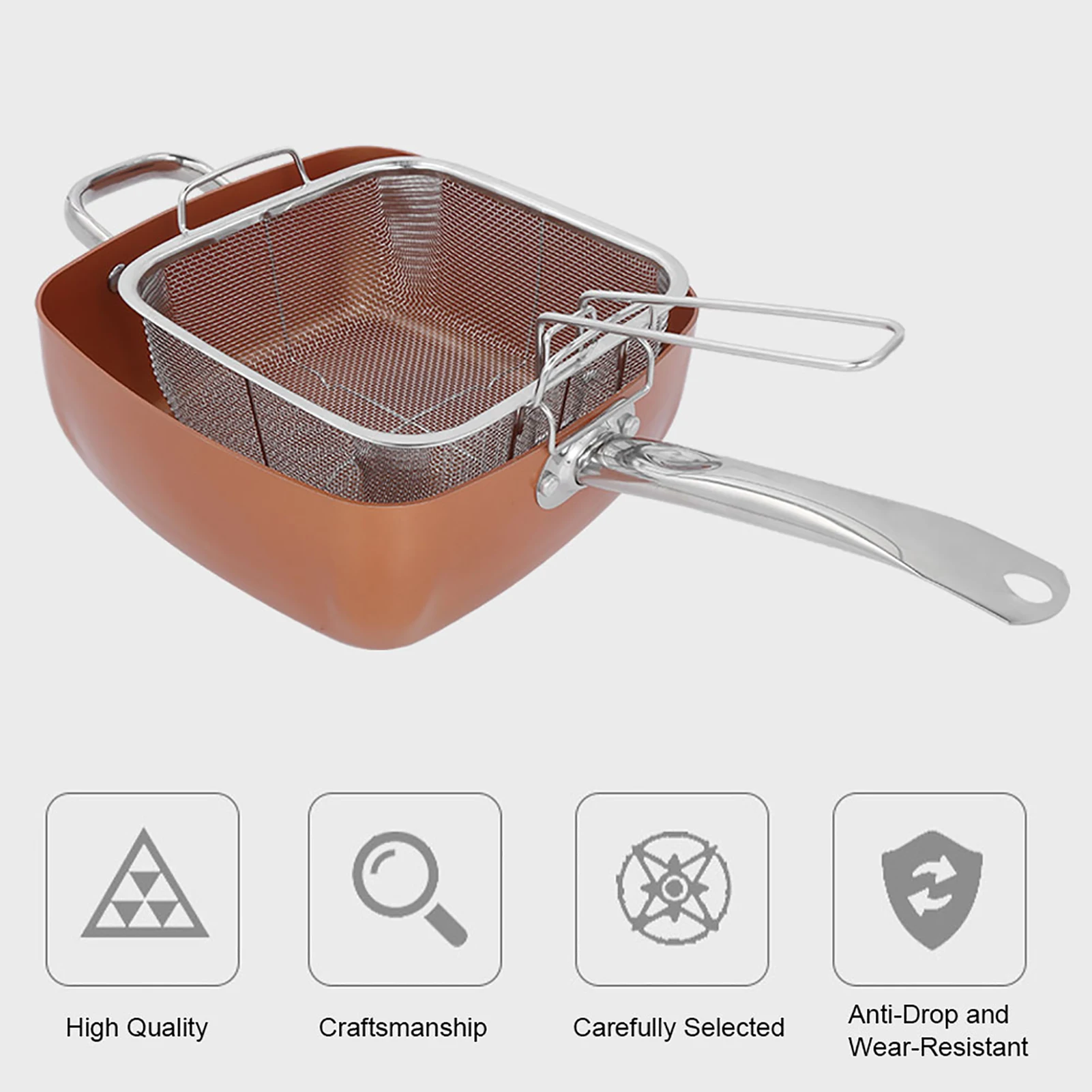4-Piece Frying Pan Set, 4Pcs/Set Stainless Steel Non‑Stick Frying Pan Multifunctional Saucepan Kitchen Supplies