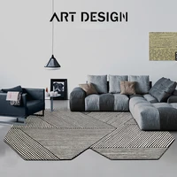 Special-Shaped Thick Plush Mat, Irregular Carpet, Black and White Line Rug, Bedroom Cloakroom, Dresser, Art Design 1