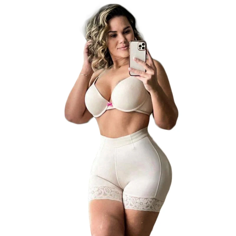 Fajas High Compression High Waisted Seamless Shorts With Zipper Abdominal Control Butt Lifter Flat Belly Shapewear For Women