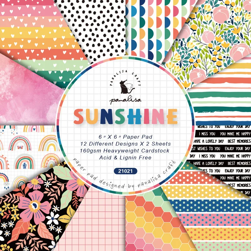 Scrapbook Paper 15x15cm (6x6"), Sunshine Colorful Scrapbooking Paper