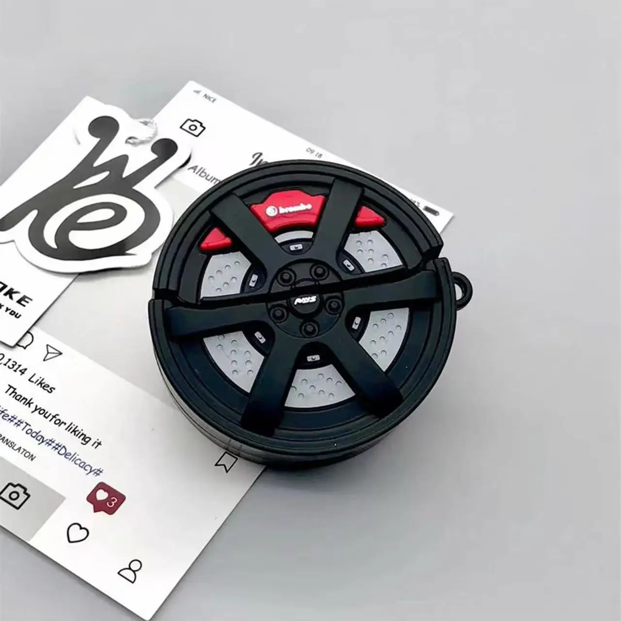 Creative Car Tire Silicone Earphone Case with Pendant Cover - 3D Cartoon Design