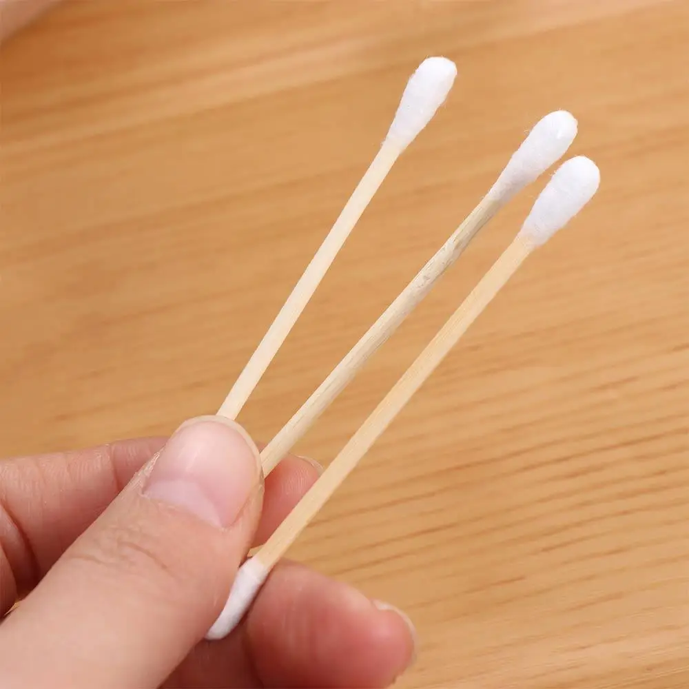 100PCS Double-Ended Disposable Cotton Swabs Manicures Wooden Hygiene Cotton Stick Ear Clean Beauty Cleaning Tampons Makeup Tool 4