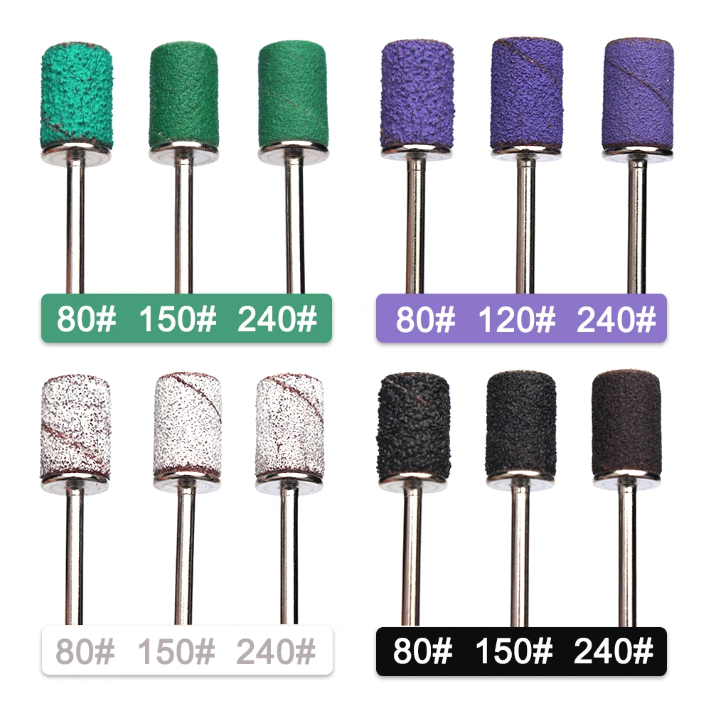 80/150/240 Grit Nail Sanding Bands Electric Nail Milling Cutter Drill Bits Ratary Grinding Bit File Pedicure Tool Set