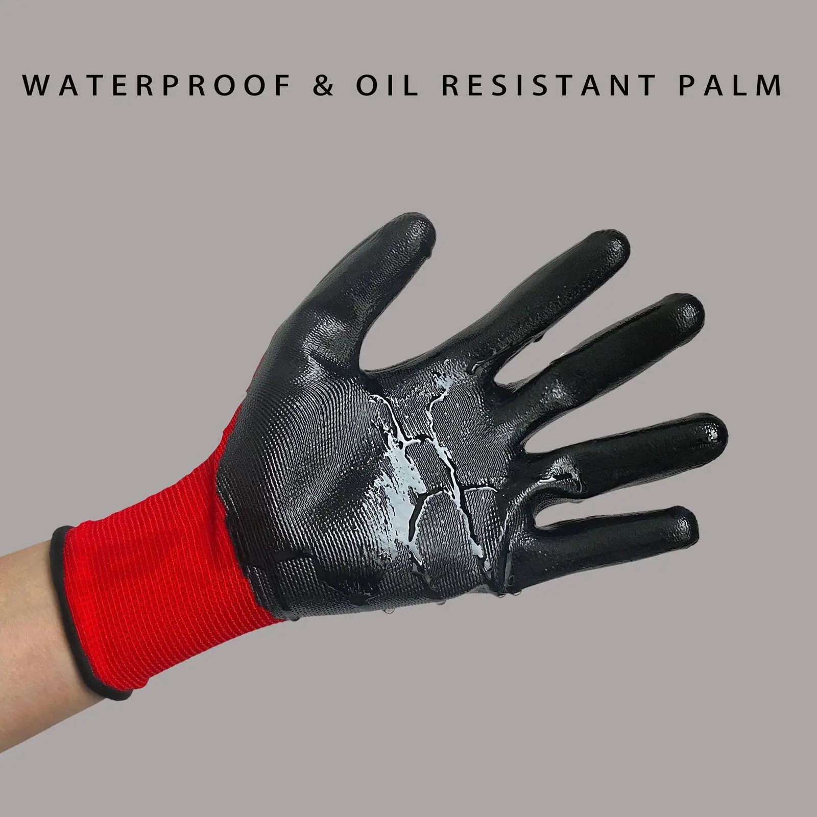 1pair Nylon Safety Working Gloves Premium Nitrile Coated Builders Excellent Grip Gardening Grip Industrial Protective Work Glove 5