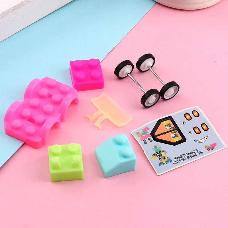 10Pcs Creative Puzzle Building Block Cars DIY Construction Vehicle Toy Kids Baby Shower Birthday Party Gifts Party Favors Pinata building block toys,party toys,toy gift filler