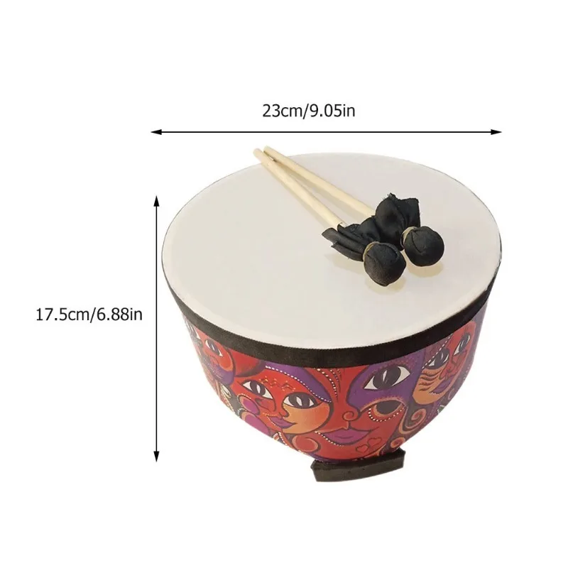 Drum Floor Kids Toy Percussion Inch Musical Instrument Mallets Orff Indian Toys Beaters 8&rdquo; Wooden Children Hand musical percussion instruments