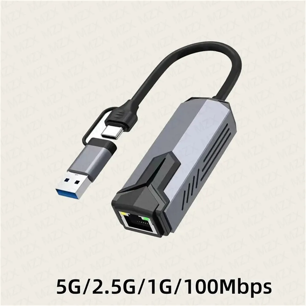 MZX 5000Mbps 네트워크 카드 어댑터 USB 3.0 A 타입 C 5G 2.5G RTL8156 RJ45 Lan 이더넷 유선 기가비트 컨버터 노트북 네트워킹