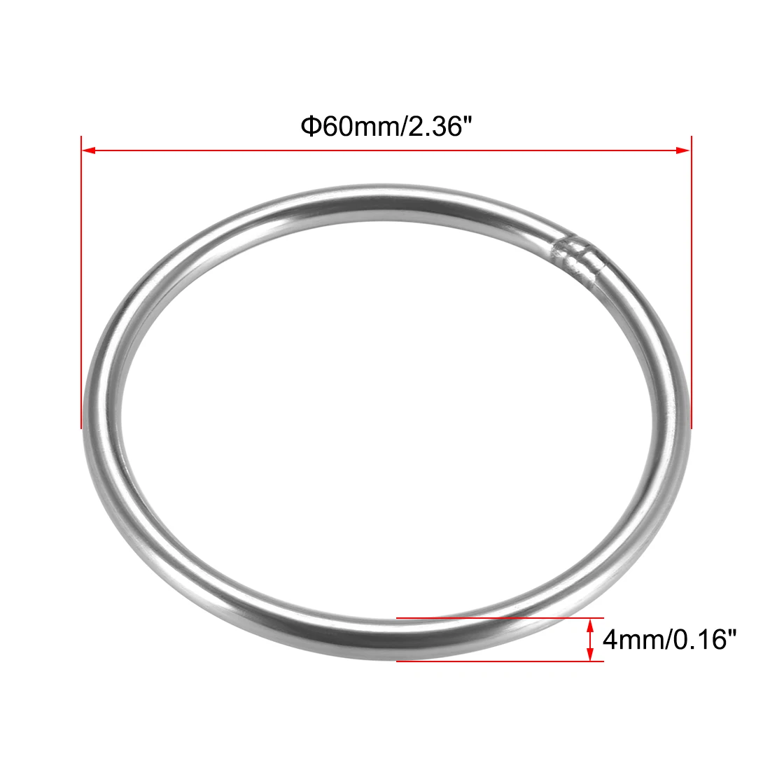 Stainless Steel Welded O Ring 30/40/50/60/79/80/90/100mm Outer Diameter 3-8mm Thickness 2pcs