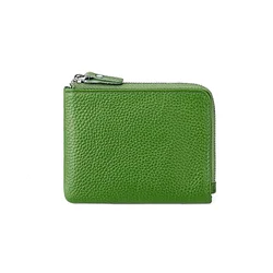 Elegant Genuine Leather Women's Wallet with Convenient Zipper and Multi - Functional Card Holder (2056 grass green)