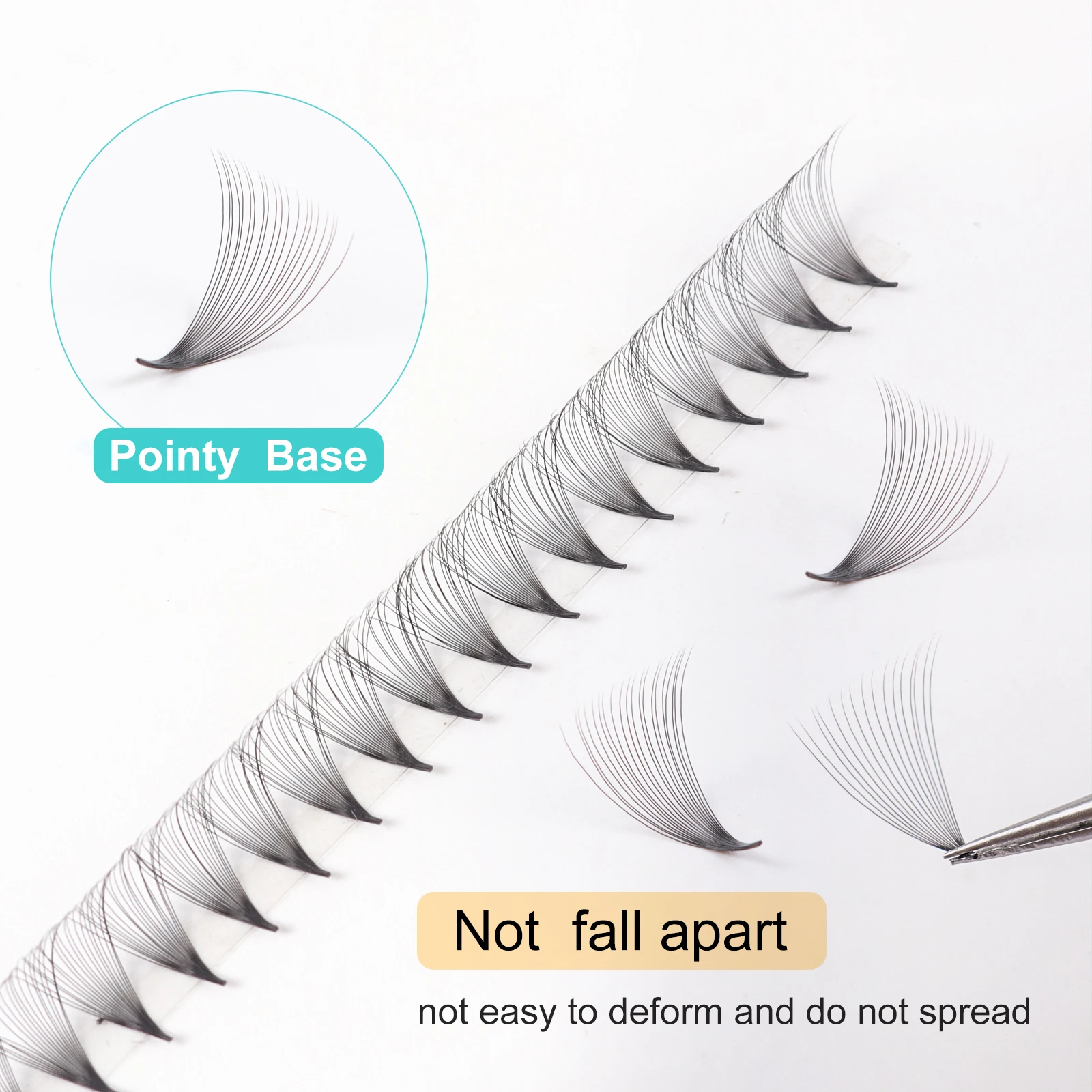 800 Fans 20D 0.03 Thin Roots Slim Base Premade Fans Lash Medium Stem Sharp Pointy Base Premade Volume Fans Eyelash Extensions