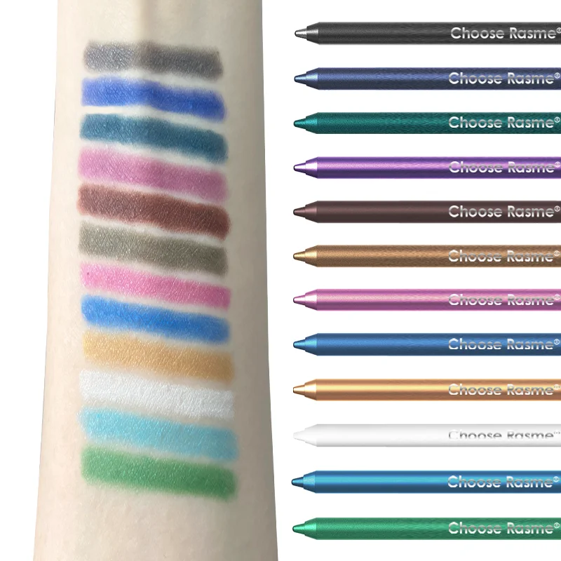 12 Colors Glitter & Shimmer Eyeliner Stick Pack - Long-Wearing Blue Tone Eyeliner Pencil with Smooth Application - Versatile 4