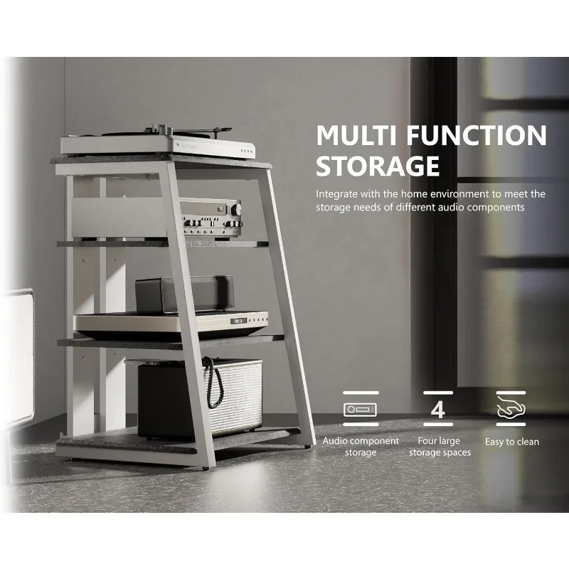 home. Design 4-Tier AV Media Stand Corner Shelf Stand Wooden Corner Shelves Component Cabinet Stereo Rack Audio Tower 5