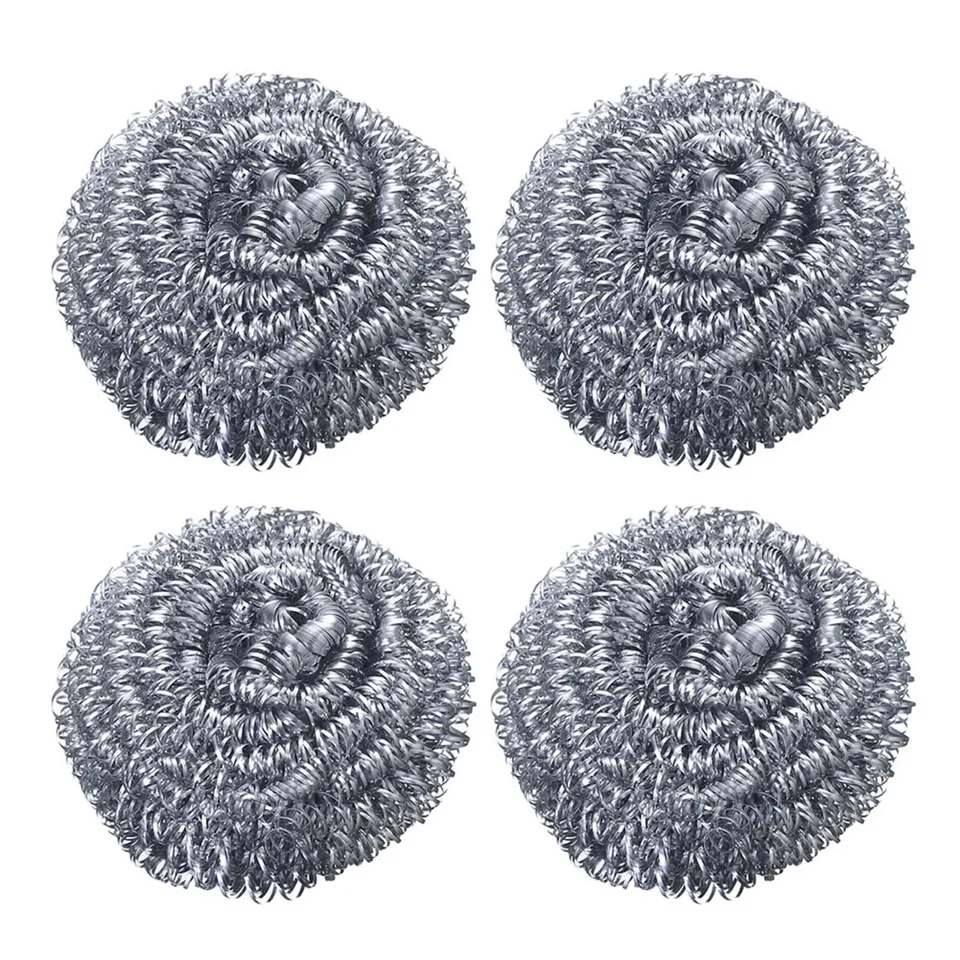 Scrubber In Lana D’Acciaio Inox Con Manico – 2 Pezzi + 2 Ricambi, Spazzola Per Pentole, Forni, Griglie, Piatti, Pulizia Cucina - 2
